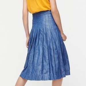 J Crew Pleated Midi Chambray Skirt, size 4